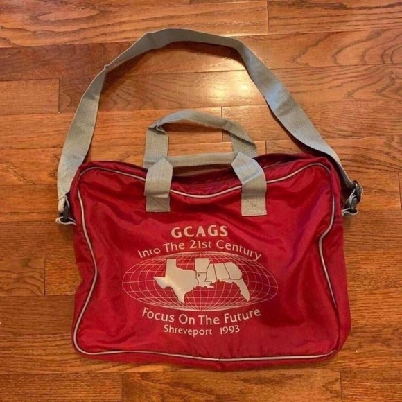 VINTAGE 90S BURGUNDY GRAY PHILLIPS 66 MESSANGER COMPUTER TRAVEL GYM BAG … - Picture 2 of 3